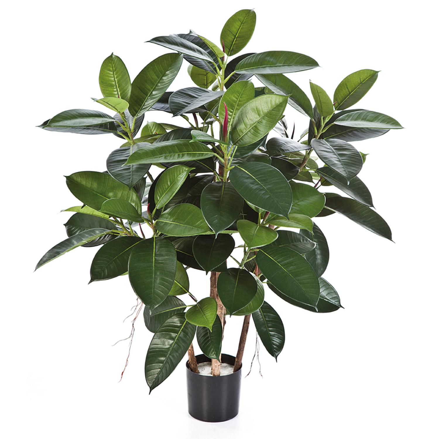 Kunstpflanze, - 90 fleur ami grün cm & Gummibaum | Exklusiv | Ficus Elastica Hochwertig