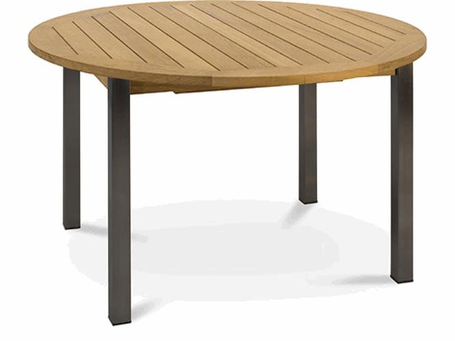 Садовый стол Florida, 120(170)/75 см, круглый, раздвижной, тик/нержавеющая сталь, порошковое покрытие антрацит 