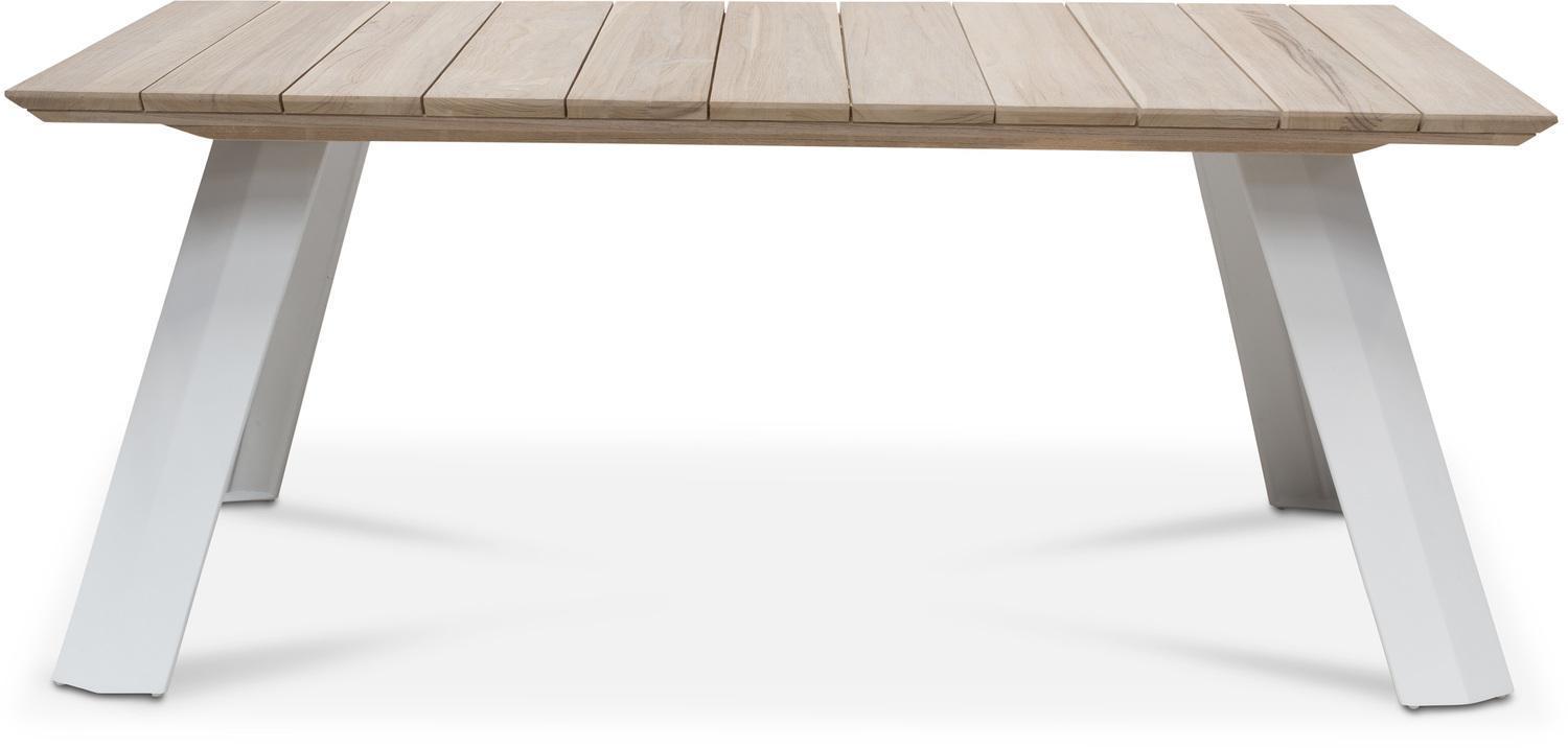Bali Gartentisch, 180x90/76 cm,Teak vintage-grau/matt-weiß 