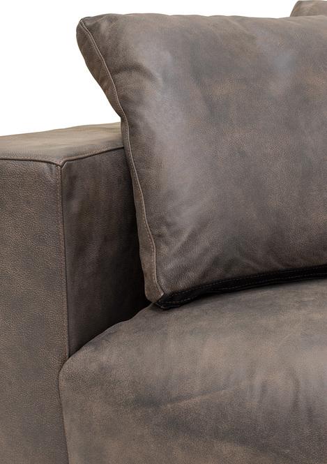 New York Sofa, 242x113/88 cm, Nubukleder schiefer, Standard-Naht