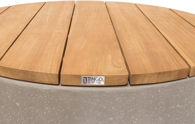 Tavolo Division, 100/50 cm, cemento naturale/teak naturale