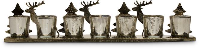 Rudolph - Vassoio per tealight , 53/11 cm, oro champagne, acciaio inox