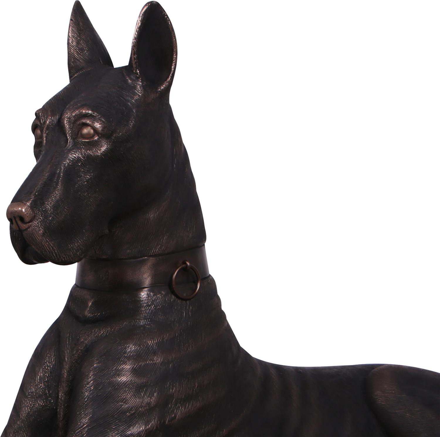 Dog Dogge links, 206x59/105 cm, antik-bronze 