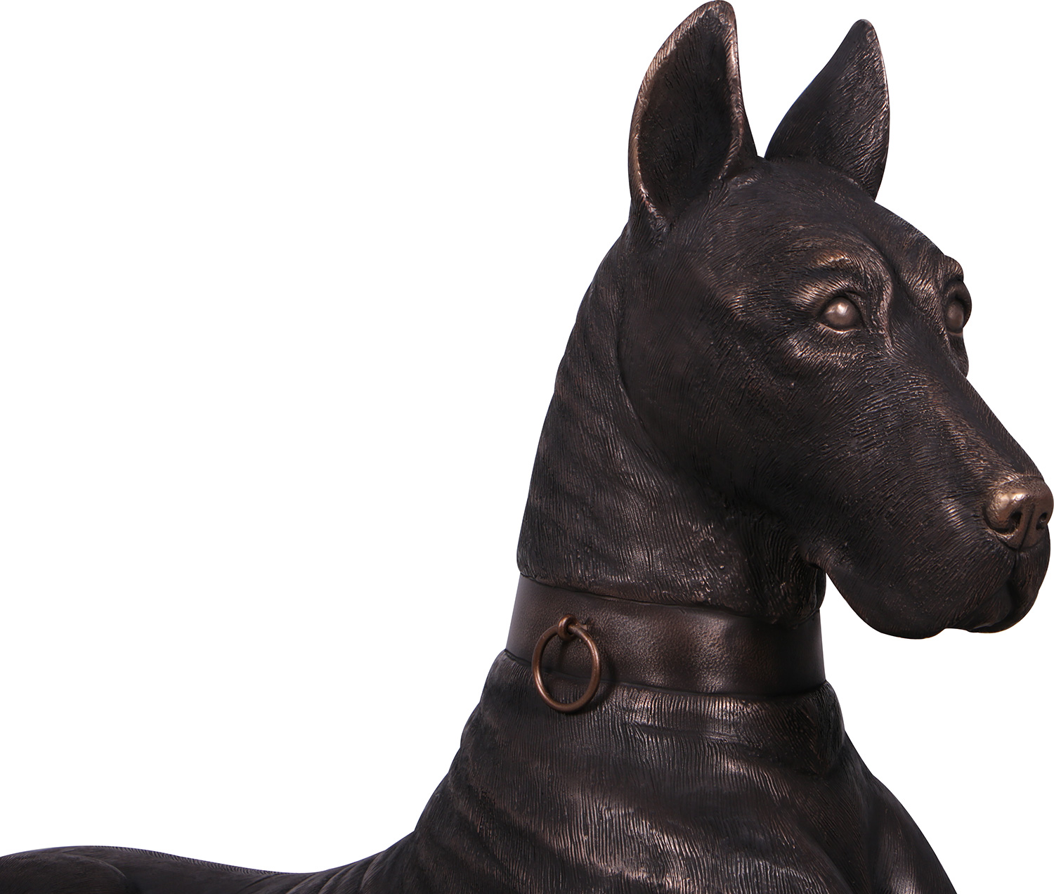 Dog Dogge rechts, 206x59/105 cm, antik-bronze 