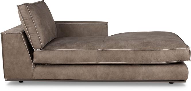 Puzzle Sofa-Element Chaise Lounge, rechts 106x183/83 cm, Nubukleder taupe, invertierte Naht 
