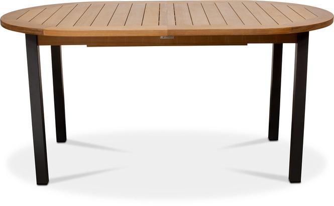 Садовый стол Florida, 120(170)/75 см, круглый, раздвижной, тик/нержавеющая сталь, порошковое покрытие антрацит 