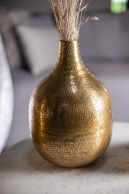 Bola - Aluminium Vase gehämmert 21/31 cm, Messing glänzend 