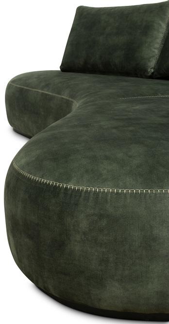 Curve Sofa 260x130/80 cm, olive, samt 